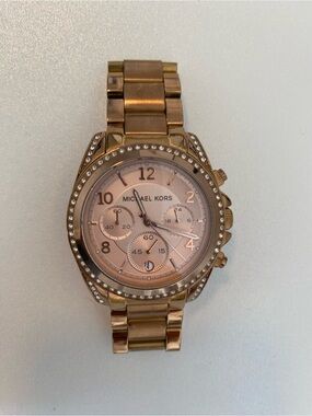 Michael Kors Rose Gold Crystal-Accented Women's Watch with New Battery!